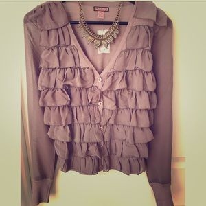 NWT Gorgeous Sheer Sleeve Cardigan Lilac Size M